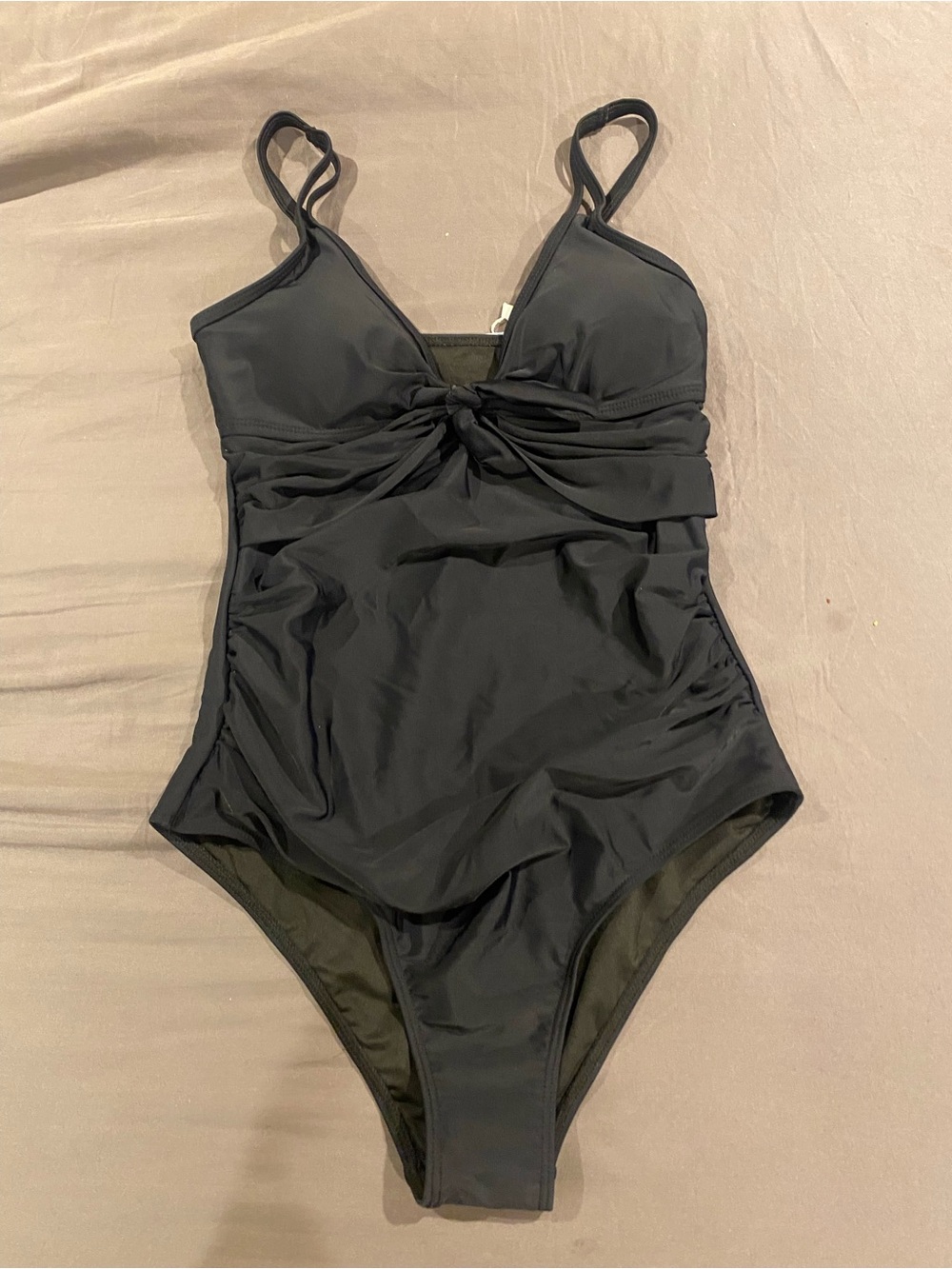 Black Twist-Front One-Piece Swimsuit for Women